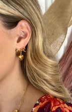 Load image into Gallery viewer, Gold Bow &amp; Heart Earrings
