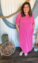 Load image into Gallery viewer, Fuchsia Ribbed Midi Dress
