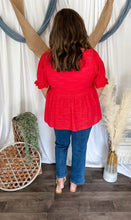 Load image into Gallery viewer, Red Lace Peplum Top
