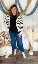 Load image into Gallery viewer, Black &amp; White Striped Knit Cardigan
