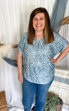 Load image into Gallery viewer, Capri Blue Pattern Blouse
