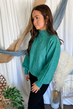 Load image into Gallery viewer, Celia Teal Mock Neck Sweater

