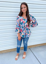 Load image into Gallery viewer, Elora Teal Floral Top

