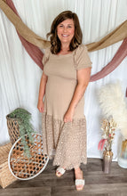 Load image into Gallery viewer, Taupe Eyelet Midi Dress
