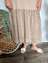 Load image into Gallery viewer, Taupe Eyelet Midi Dress
