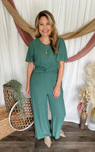 Load image into Gallery viewer, Dark Teal Belted Jumpsuit
