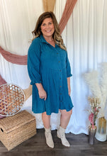 Load image into Gallery viewer, Teal Corduroy Button Down Dress
