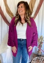 Load image into Gallery viewer, Berry Pearl Sleeve Cardigan
