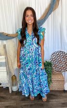 Load image into Gallery viewer, Shelley Blue Print Midi Dress
