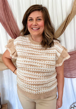 Load image into Gallery viewer, Oatmeal Textured Striped Sweater Top
