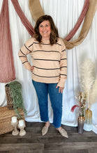 Load image into Gallery viewer, Oatmeal &amp; Black Striped Sweater
