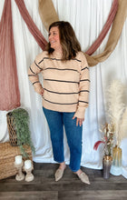 Load image into Gallery viewer, Oatmeal &amp; Black Striped Sweater
