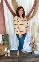 Load image into Gallery viewer, Oatmeal &amp; Black Striped Sweater
