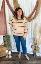 Load image into Gallery viewer, Oatmeal &amp; Black Striped Sweater
