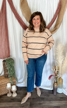 Load image into Gallery viewer, Oatmeal &amp; Black Striped Sweater
