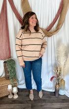 Load image into Gallery viewer, Oatmeal &amp; Black Striped Sweater
