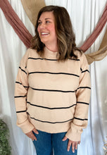 Load image into Gallery viewer, Oatmeal &amp; Black Striped Sweater
