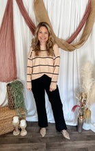 Load image into Gallery viewer, Oatmeal &amp; Black Striped Sweater
