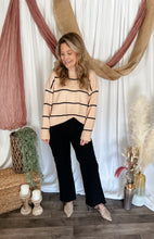 Load image into Gallery viewer, Oatmeal &amp; Black Striped Sweater
