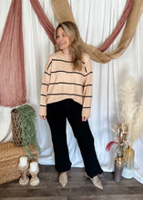 Load image into Gallery viewer, Oatmeal &amp; Black Striped Sweater
