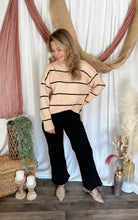 Load image into Gallery viewer, Oatmeal &amp; Black Striped Sweater
