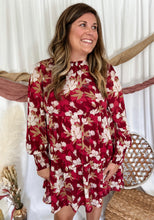 Load image into Gallery viewer, Burgundy Floral Tiered Dress
