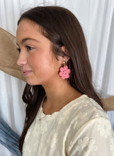 Load image into Gallery viewer, Coral Raffia Flower Earrings
