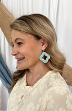 Load image into Gallery viewer, Blue Clover Dangle Earrings
