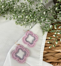 Load image into Gallery viewer, Lavender Clover Dangle Earrings
