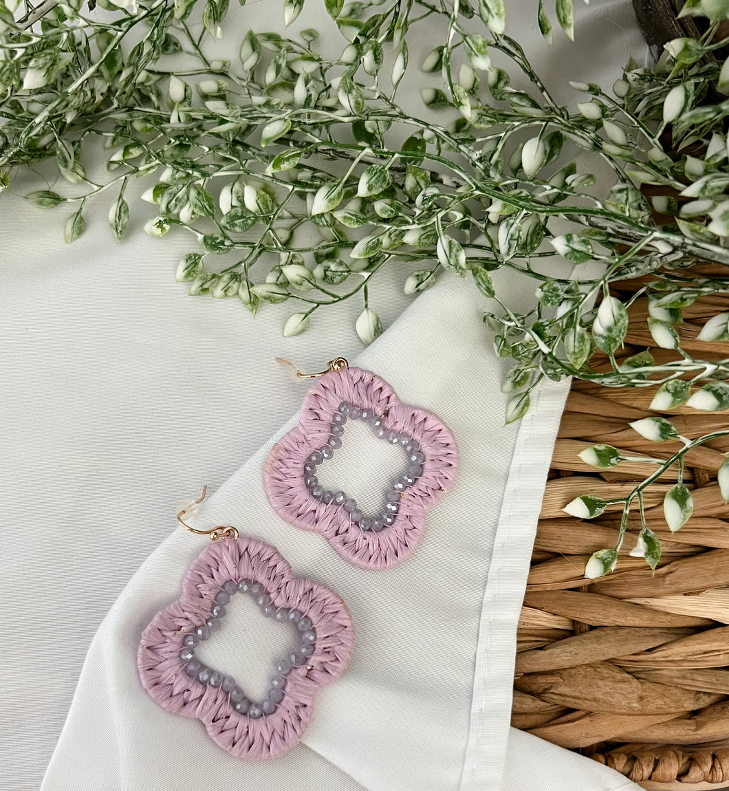 Lavender Clover Dangle Earrings