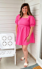 Load image into Gallery viewer, Fuchsia Textured Babydoll Dress
