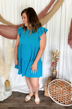 Load image into Gallery viewer, Turquoise Textured Checkered Dress
