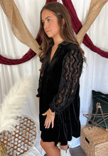 Load image into Gallery viewer, Black Velvet Babydoll Dress
