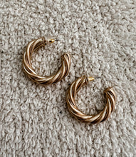 Load image into Gallery viewer, Gold Twisted Hoops
