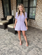 Load image into Gallery viewer, Lavender Crochet Lace Romper
