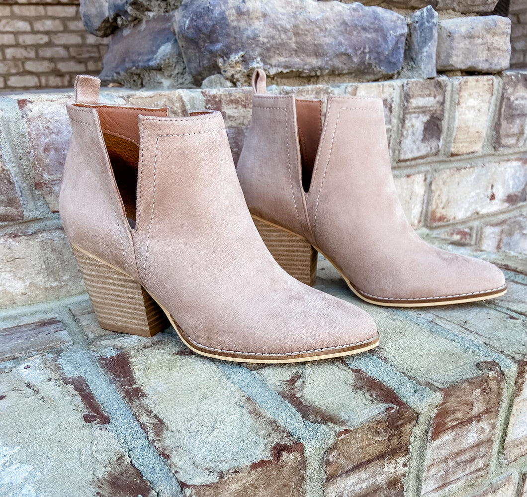 Taupe Cut-Out Booties