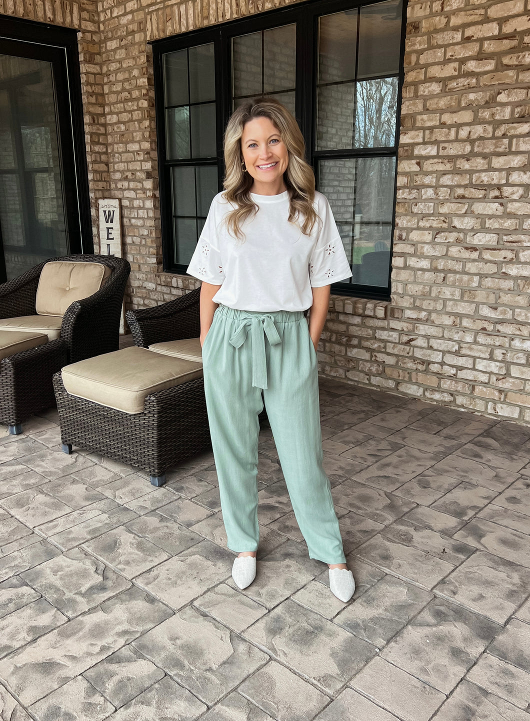 Mint Linen Blend Pants