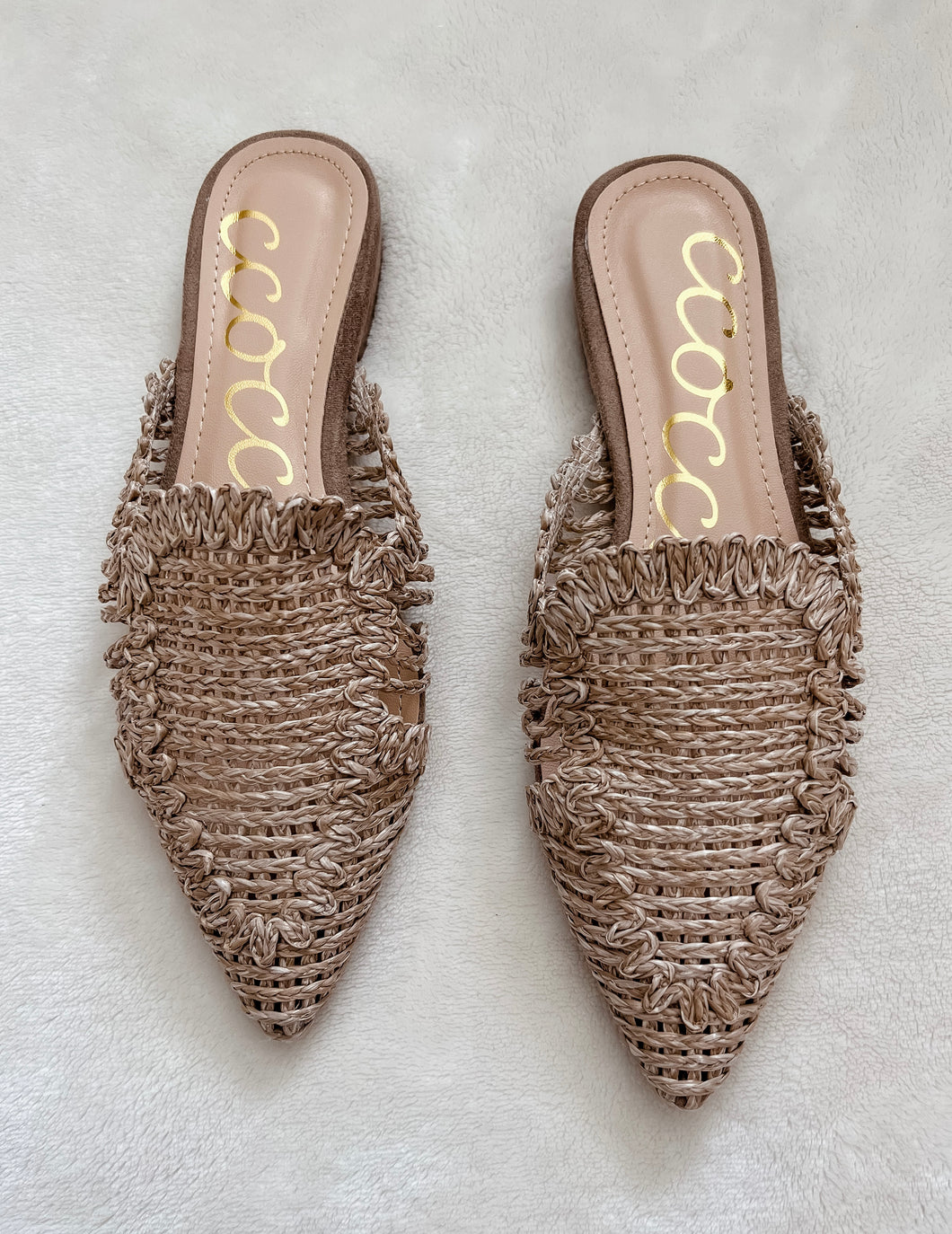Taupe Woven Mules